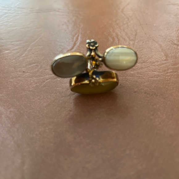 Silver elegant adjustable jewelry ring with several oval stones magnificent - Picture 8 of 13